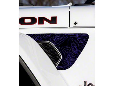 Topographical Map Fender Vent Premium Wrap Decal; Purple (18-24 Jeep Wrangler JL)
