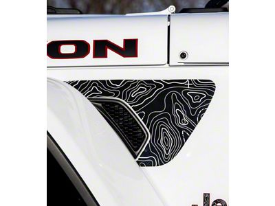 Topographical Map Fender Vent Premium Wrap Decal; White (20-24 Jeep Gladiator JT)