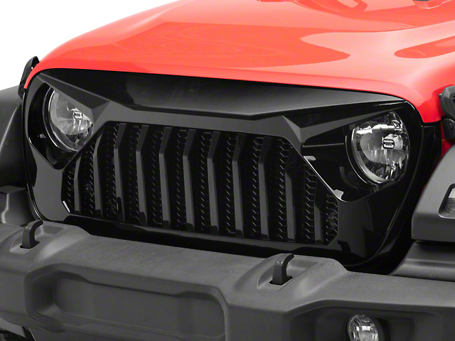 American Modified Vader Grille with Mesh; Glossy Black (18-23 Jeep Wrangler JL)
