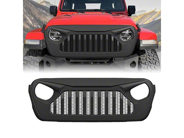 American Modified Vader Grille with Mesh; Matte Black (18-24 Jeep Wrangler JL)