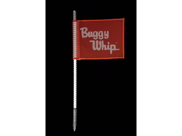4-Foot White LED Whip with 10-Inch x 12-Inch Red Buggy Whip Flag; Quick Release Base (Universal; Some Adaptation May Be Required)