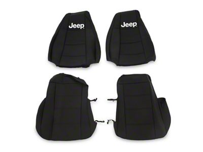 Officially Licensed Jeep Neoprene Front and Rear Seat Covers; Black (91-95 Jeep Wrangler YJ)