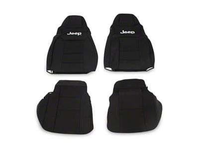 Officially Licensed Jeep Neoprene Front and Rear Seat Covers; Black (03-06 Jeep Wrangler TJ)