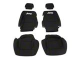 Officially Licensed Jeep Neoprene Front and Rear Seat Covers; Black (07-10 Jeep Wrangler JK 2-Door)