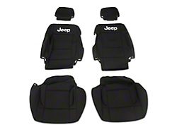 Officially Licensed Jeep Neoprene Front and Rear Seat Covers; Black (07-10 Jeep Wrangler JK 2-Door)