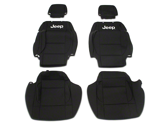 Officially Licensed Jeep Neoprene Front and Rear Seat Covers; Black (08-10 Jeep Wrangler JK 4-Door)