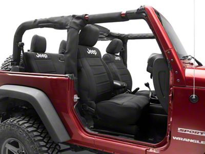 Officially Licensed Jeep Neoprene Front and Rear Seat Covers; Black (11-12 Jeep Wrangler JK 2-Door)