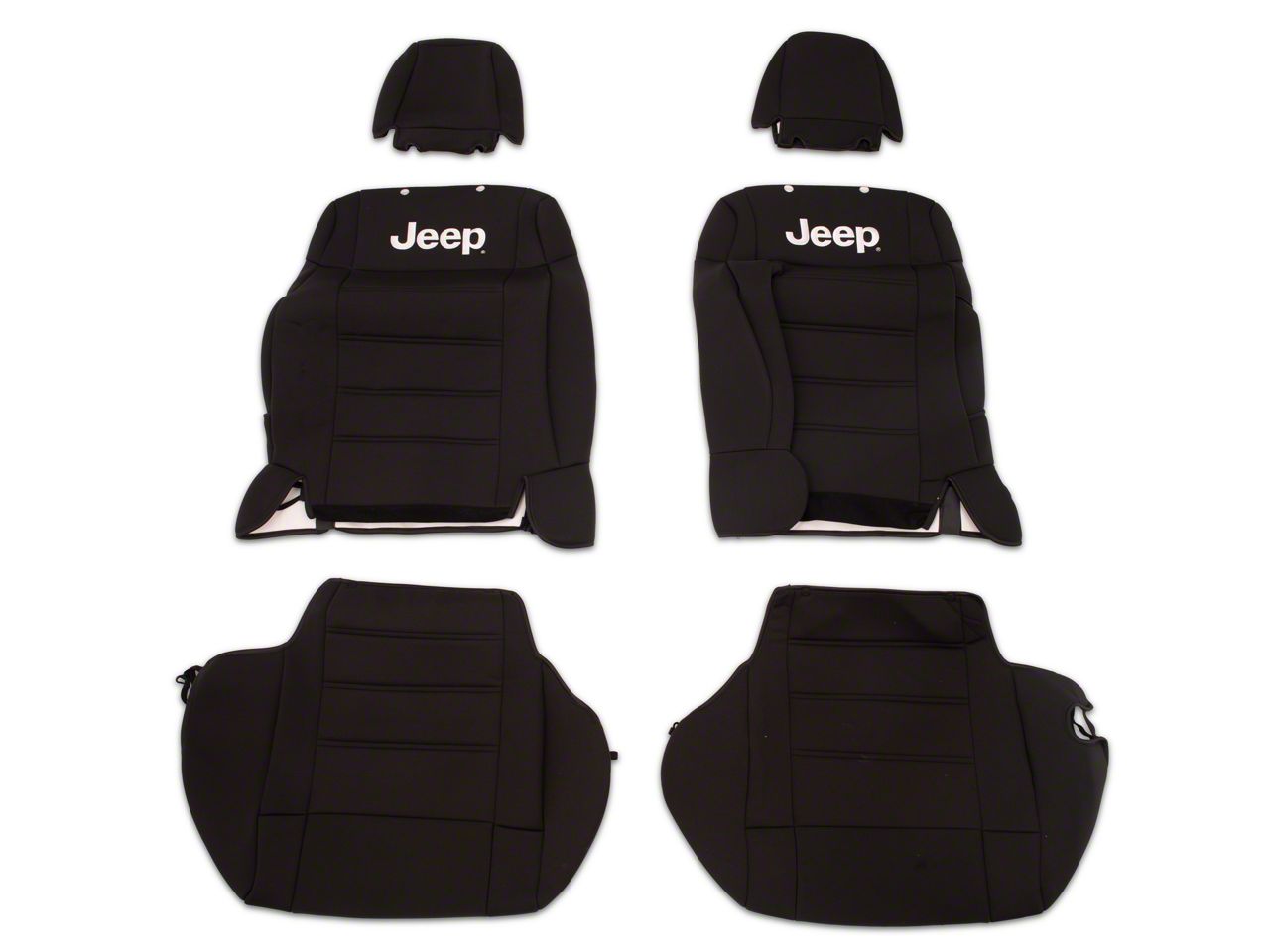 Officially Licensed Jeep Neoprene Front and Rear Seat Covers; Black (11-12 Jeep Wrangler JK 4-Door)
