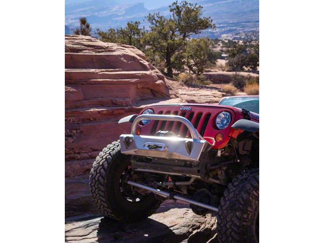 Next Venture Motorsports Featherweight Series Front Bumper with Skid Plate and Stinger; Bare Aluminum (07-18 Jeep Wrangler JK)