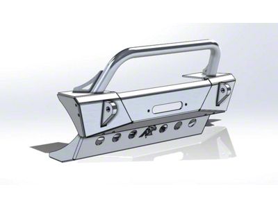Next Venture Motorsports Featherweight Series Front Bumper with Skid Plate and Stinger; Bare Aluminum (18-23 Jeep Wrangler JL)