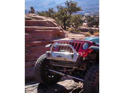 Next Venture Motorsports Featherweight Series Front Bumper with Skid Plate; Bare Aluminum (07-18 Jeep Wrangler JK)