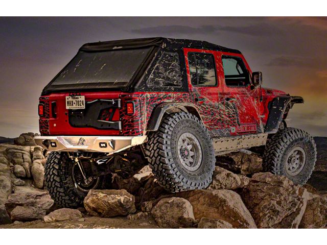 Next Venture Motorsports Featherweight Series Rear Bumper with LED Cutouts; Not Pre-Drilled for Backup Sensors; Bare Aluminum (18-24 Jeep Wrangler JL)