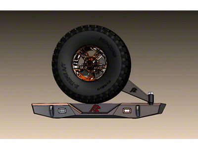Next Venture Motorsports Rimrocker Series Rear Bumper with Tire Carrier; Not Pre-Drilled for Backup Sensors; Bare Metal (18-23 Jeep Wrangler JL)