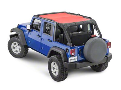 MasterTop ShadeMaker Mesh Bimini Top Plus; Red (07-18 Jeep Wrangler JK 4-Door)