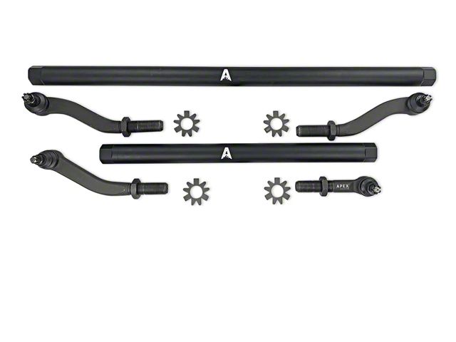 Apex Chassis 2.5-Ton Steering Kit with Flip Kit for 3.50+ Inch Lift; Black Aluminum (07-18 Jeep Wrangler JK)