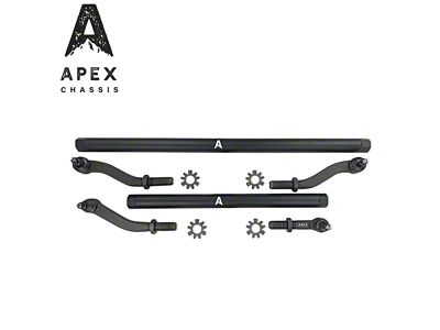 Apex Chassis 2.5-Ton Steering Kit without Flip Kit for 0 to 3.50-Inch Lift; Black Aluminum (07-18 Jeep Wrangler JK)