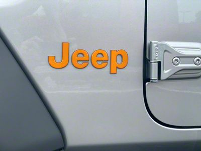 Jeep Fender Emblem Letter Overlays; Orange (18-24 Jeep Wrangler JL)