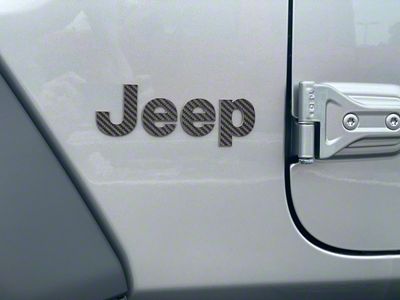 Jeep Fender Emblem Letter Overlays; Raw Carbon Fiber (18-24 Jeep Wrangler JL)