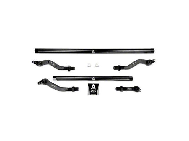 Apex Chassis 2.5-Ton Tie Rod and Drag Link Assembly with Flip Kit for Dana 30 and 4.50+ Inch Lift; Steel (20-24 Jeep Gladiator JT, Excluding Launch Edition, Mojave & Rubicon)