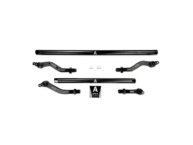 Apex Chassis 2.5-Ton Tie Rod and Drag Link Assembly without Flip Kit for Dana 44 and 0 to 4.50-Inch Lift; Steel (18-24 Jeep Wrangler JL Rubicon)