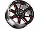 Off-Road Monster M08 Gloss Black Candy Red Milled Wheel; 20x9; 0mm Offset (20-24 Jeep Gladiator JT)