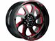 Off-Road Monster M22 Gloss Black Candy Red Milled Wheel; 20x10; -19mm Offset (20-24 Jeep Gladiator JT)