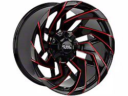 Off-Road Monster M24 Gloss Black Candy Red Milled Wheel; 20x10; -19mm Offset (18-23 Jeep Wrangler JL)
