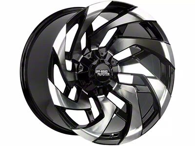 Off-Road Monster M24 Gloss Black Machined Wheel; 20x10; -19mm Offset (20-24 Jeep Gladiator JT)
