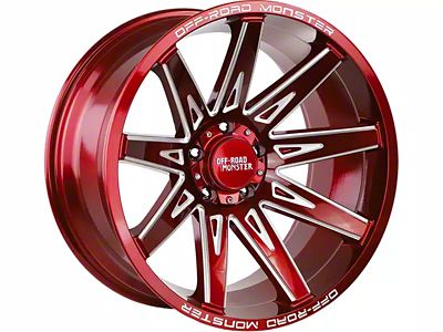Off-Road Monster M25 Candy Red Milled Wheel; 20x10; -19mm Offset (18-23 Jeep Wrangler JL)