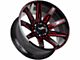 Off-Road Monster M25 Gloss Black Candy Red Milled Wheel; 20x10 (22-24 Jeep Grand Cherokee WL)