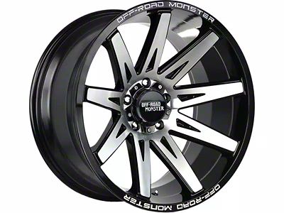 Off-Road Monster M25 Gloss Black Machined Wheel; 20x10; -19mm Offset (20-23 Jeep Gladiator JT)