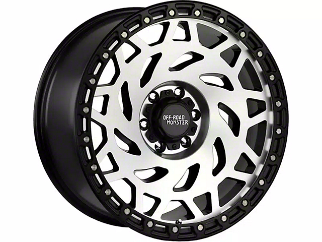 Off-Road Monster M50 Gloss Black Machined Black Rin Wheel; 20x9.5; -12mm Offset (18-22 Jeep Wrangler JL)