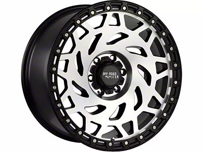 Off-Road Monster M50 Gloss Black Machined Wheel; 20x9.5; -12mm Offset (20-24 Jeep Gladiator JT)