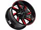 Off-Road Monster M80 Gloss Black Candy Red Milled Wheel; 20x10; -19mm Offset (18-24 Jeep Wrangler JL)