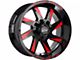 Off-Road Monster M80 Gloss Black Candy Red Milled Wheel; 20x12; -44mm Offset (18-24 Jeep Wrangler JL)