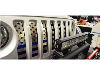 American Flag Grille Insert; Thin Blue Line (18-24 Jeep Wrangler JL)