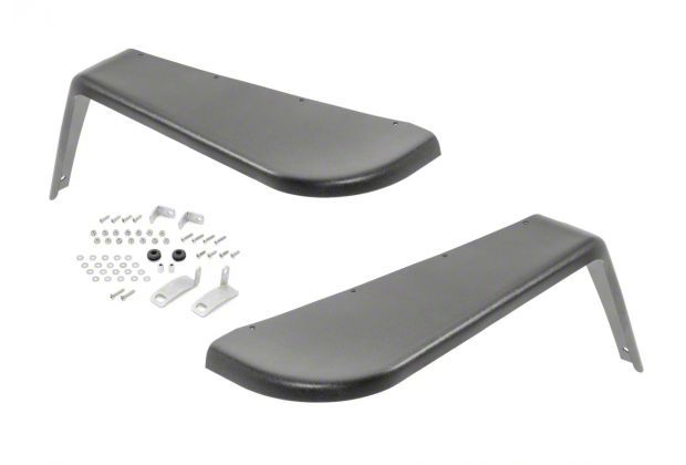 MCE Fenders Gen II 4.50-Inch Width Flat Fender Flares; Front; OE-Style Textured Black (97-06 Jeep Wrangler TJ)