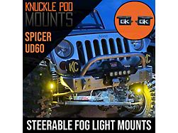 GateKeeper Off-Road Ultimate Dana 60 Dana Spicer Axle Knuckle Pod Light Mounts; Dual High Steer Mount (Universal; Some Adaptation May Be Required)