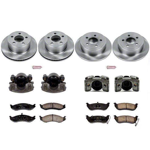 PowerStop Jeep Wrangler OE Replacement Brake Rotor, Pad and Caliper Kit; Front and Rear KCOE2154
