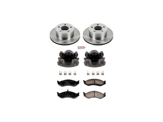 PowerStop OE Replacement Brake Rotor, Pad and Caliper Kit; Front (90-98 Jeep Cherokee XJ; 1999 Jeep Cherokee XJ w/ 3-1/4-Inch Composite Rotors)