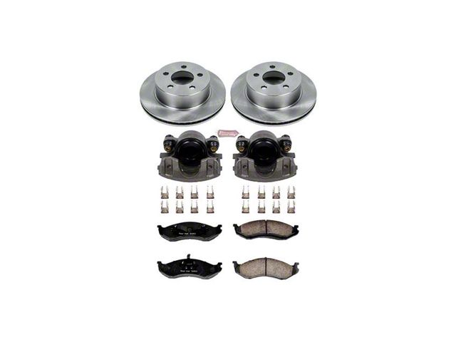 PowerStop OE Replacement Brake Rotor, Pad and Caliper Kit; Front (1999 Jeep Cherokee XJ w/ 3-Inch Cast Rotors; 00-01 Jeep Cherokee XJ)
