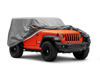 RedRock 4-Layer Breathable Full Car Cover; Gray (07-24 Jeep Wrangler JK & JL 2-Door)