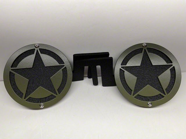 Drop Zone Off Road Army Stars Foot Pegs; Army Green (20-24 Jeep Gladiator JT)