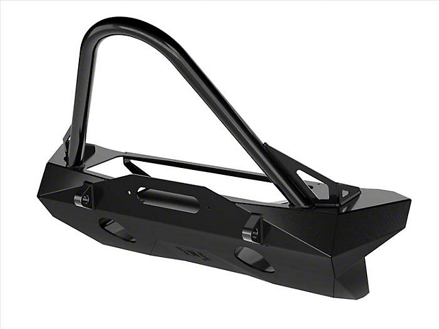 ICON Impact Off-Road Armor Pro Recessed Stubby Winch Front Bumper with Stinger Bar; Semi-Gloss Black (18-22 Jeep Wrangler JL)