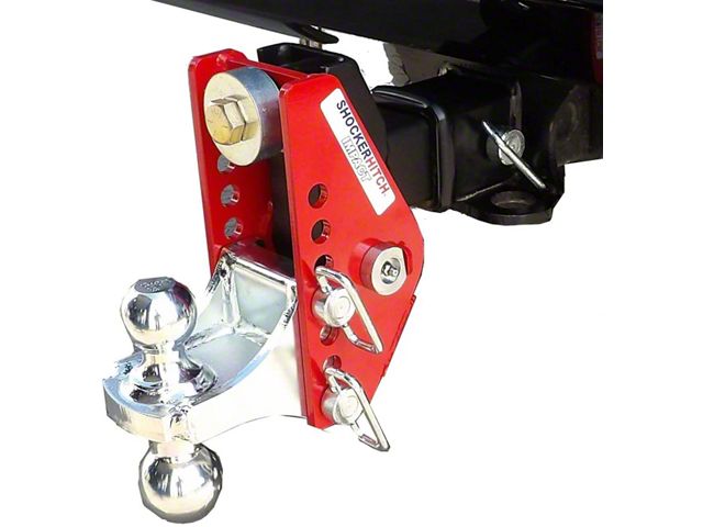 Shocker Hitch Impact Cushioned 2.50-Inch Receiver Hitch Ball Mount with 2 and 2-5/16-Inch Balls; 4-Inch Drop/Rise (Universal; Some Adaptation May Be Required)