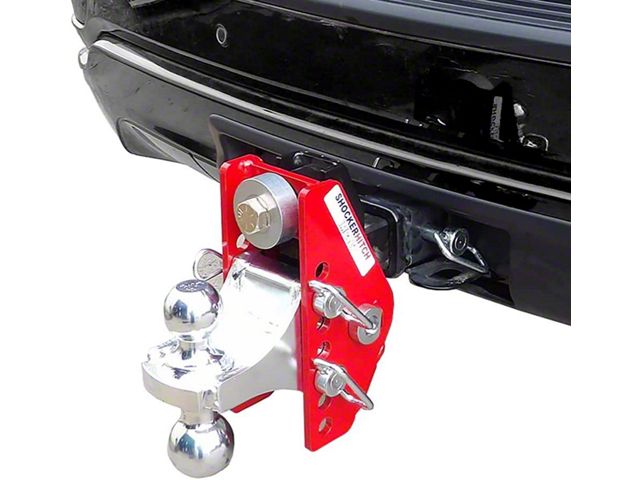Shocker Hitch Impact Cushioned 2-Inch Receiver Hitch Ball Mount with 2 and 2-5/16-Inch Balls; 4-Inch Drop/Rise (Universal; Some Adaptation May Be Required)
