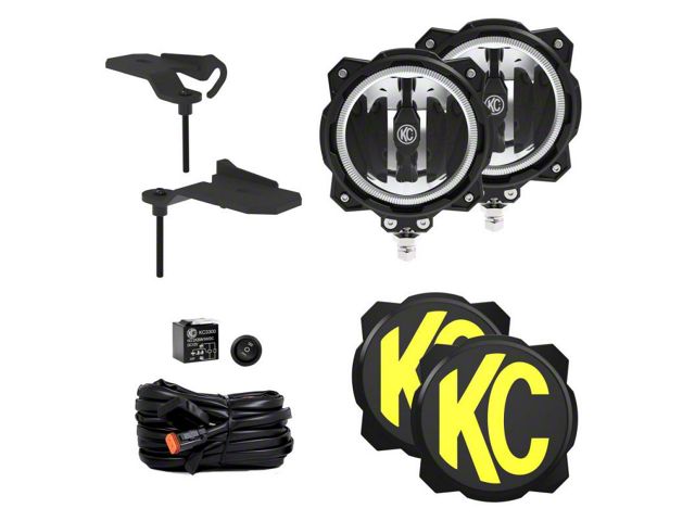 KC HiLiTES Gravity Pro6 LED 2-Light System with Ditch Light Mount; Wide-40 Beam (20-24 Jeep Gladiator JT Mojave)