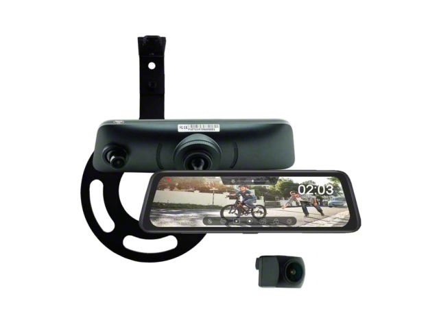 Full Screen Rear View Mirror Replacement Monitor with DVR and Backup Camera Kit (07-24 Jeep Wrangler JK & JL)