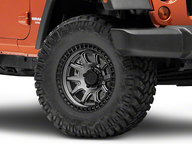 Black Rhino Calico Matte Gunmetal with Matte Black Lip Wheel; 17x8.5 (18-22 Jeep Wrangler JL)
