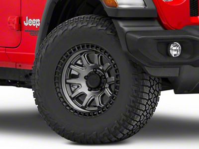 Black Rhino Calico Matte Gunmetal with Matte Black Lip Wheel; 17x8.5 (18-23 Jeep Wrangler JL)